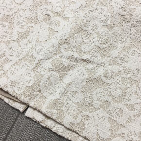 Cynthia Rowley White Lace Overlay Brocade Pencil Skirt Beige Size 8 - Picture 6 of 9